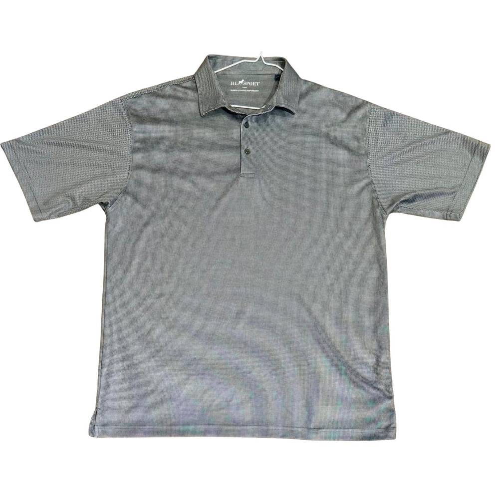HL Sport Polo Shirt Bamboo Charcoal Performance Houndstooth Check Mens Large